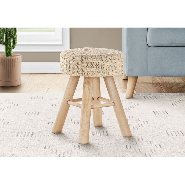 Natural and Beige Knit Ottoman, image 2