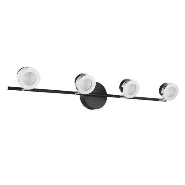 Mingo Black and Chrome Four-Light LED Track Light with Black and Chrome Metal Shade, image 1