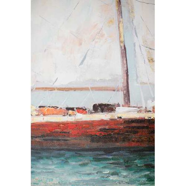 Transparent Framed Sailboat Oil Painting, image 3