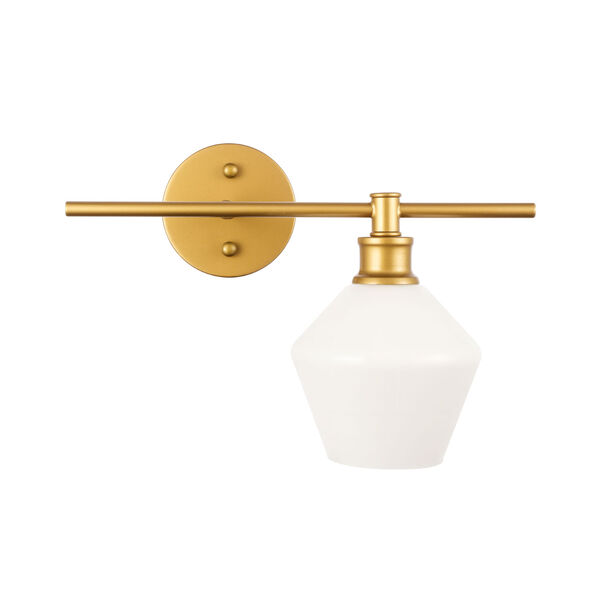 Gene Brass One-Light Bath Vanity with Frosted White Glass, image 1