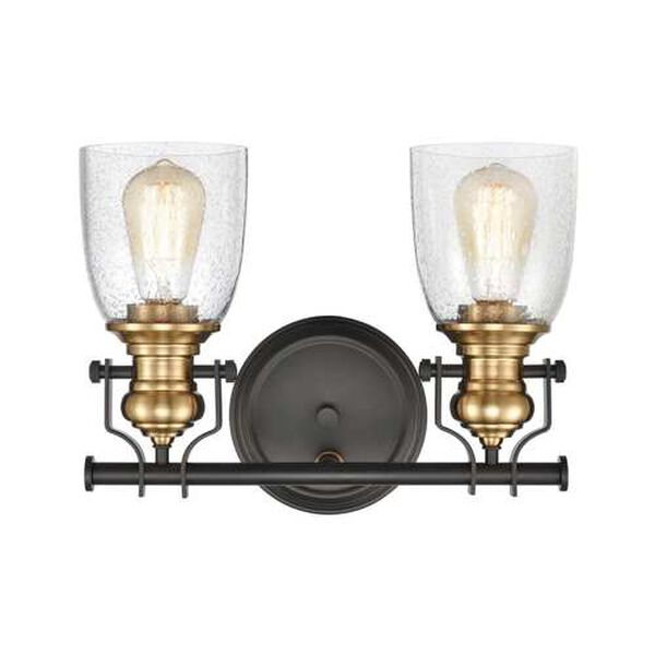 Chadwick Oil Rubbed Bronze and Satin Brass Two-Light Bath Vanity, image 4