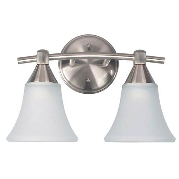 Grace Brushed Pewter Two Light Vanity with White Flat Opal Glass, image 1