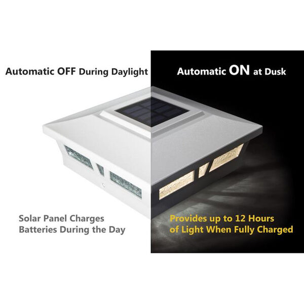 White Aluminum Oxford 6X6 LED Solar Powered Post Cap, image 4