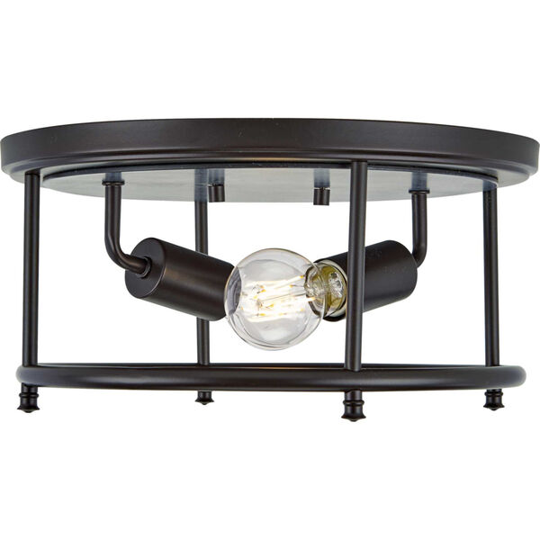 Durrell Matte Black 13-Inch Two-Light Flush Mount with Open Cage Frame, image 2