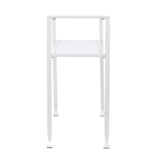White Jaymes Metal and Glass Console Table, image 6