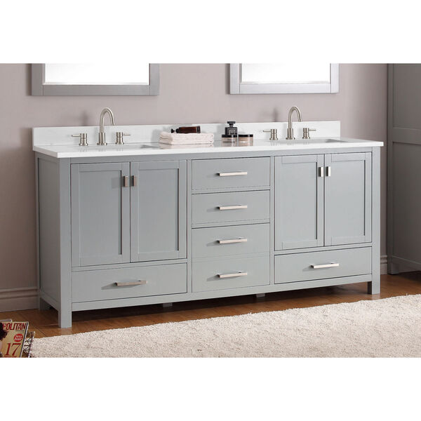 Cala White 73-Inch Vanity Top with Dual Rectangular Sink, image 2