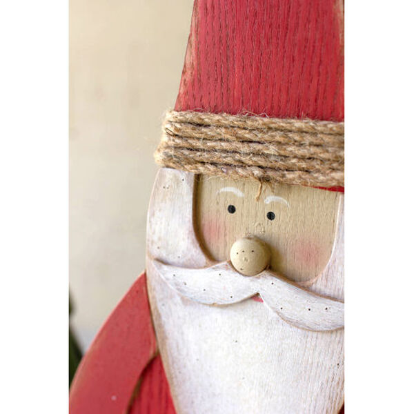 Multi Matte Painted Wooden Santa on a Stand, image 4