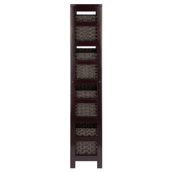 Leo Espresso Storage Shelf with Four Foldable Woven Baskets, 5-Piece, image 4