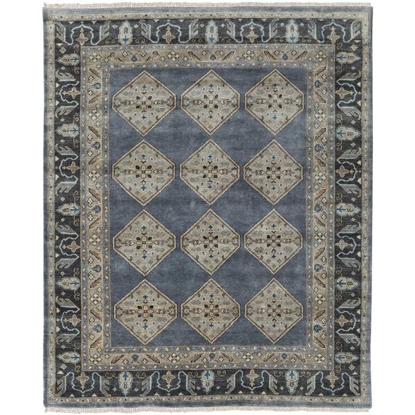 Ustad Global Diamond Blue Gray Taupe Rectangular 5 Ft. 6 In. x 8 Ft. 6 In. Area Rug, image 1