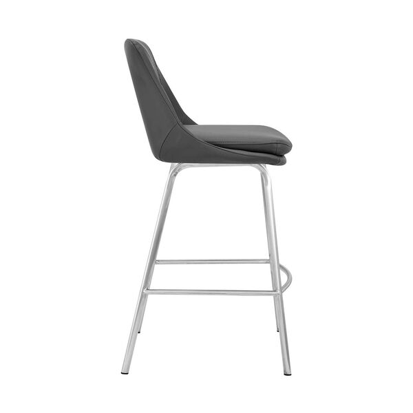 Carise Brushed Stainless Steel Gray Bar Stool, image 4