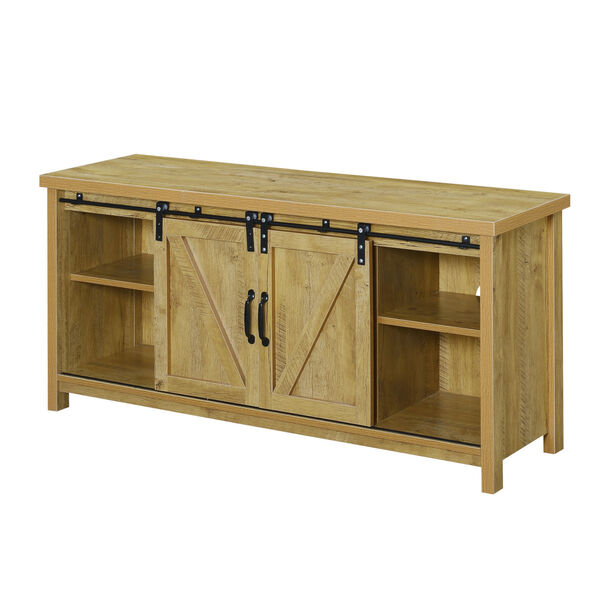 Blake Barn Door TV Stand with Shelves and Sliding Cabinets for TVs up to 60 Inches in English Oak, image 3