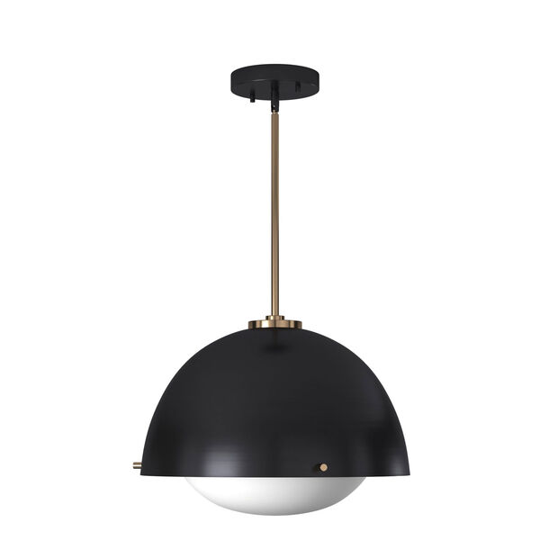 Fusion Matte Black and Brass Two-Light Pendant, image 2
