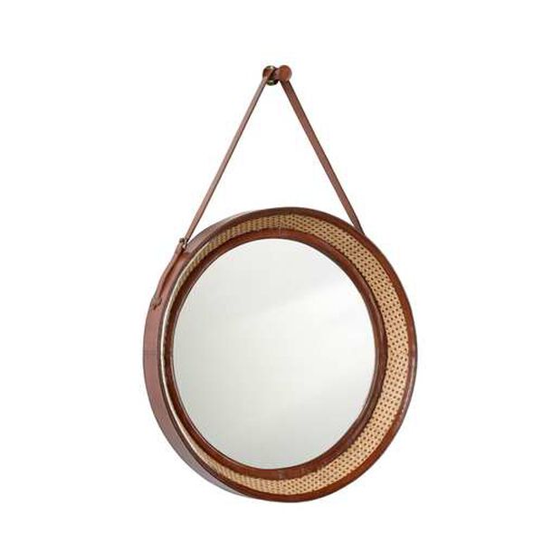 Natural Cognac Leather Wall Mirror, image 1