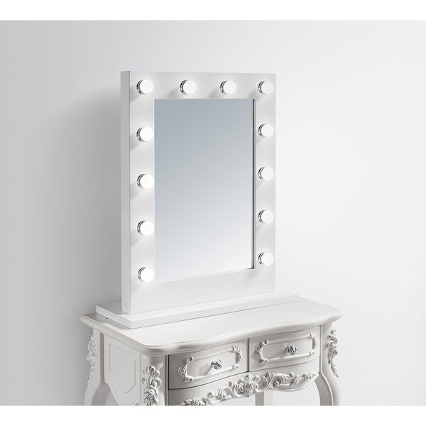 Hollywood Glossy Frosted White 32-Inch LED Mirror 5000K, image 1