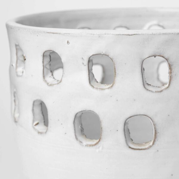 Larissa White Ceramic Hollow Pattern Vase, Set of 2, image 2