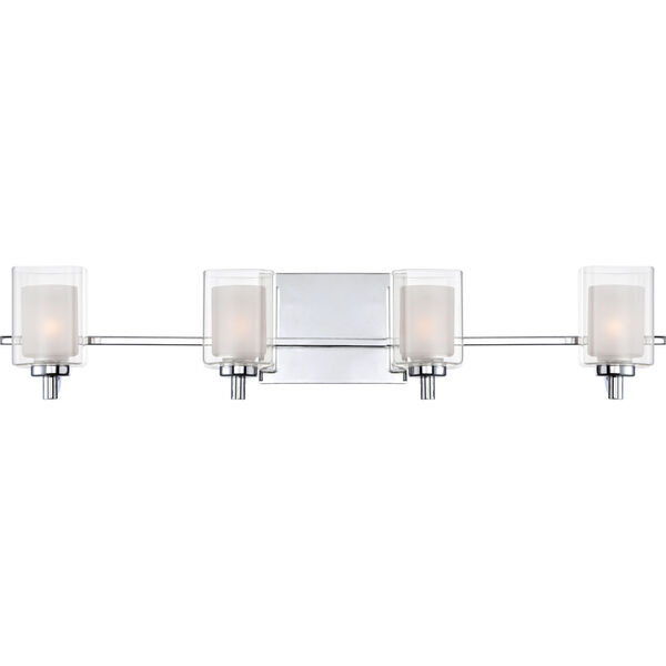 Kolt Polished Chrome Four-Light LED Vanity with Outer Clear Glass, image 1