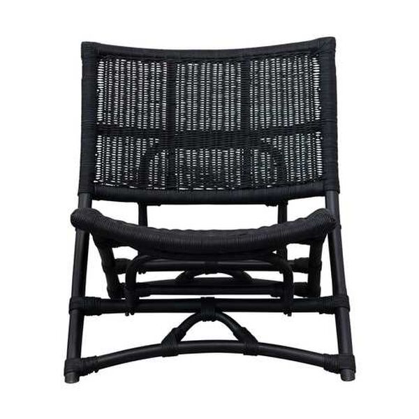 Black Hand-Woven Rattan Folding Chair, image 1