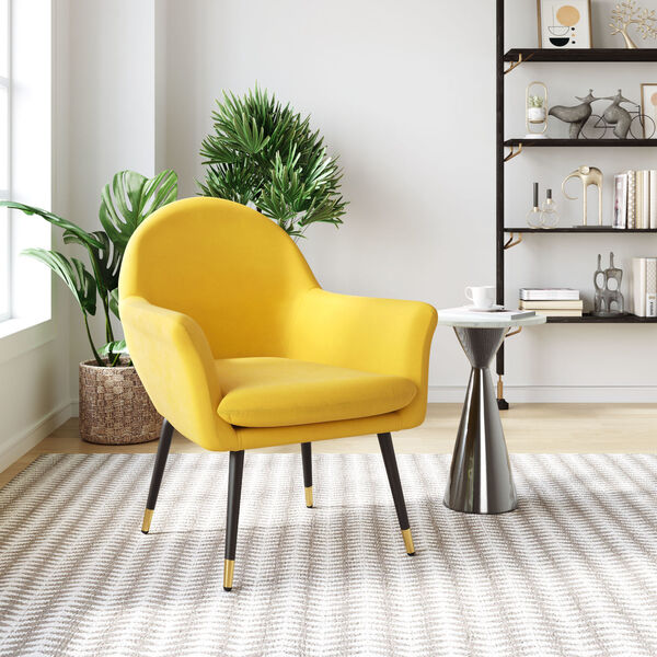 Alexandria Yellow, Black and Gold Accent Chair, image 2