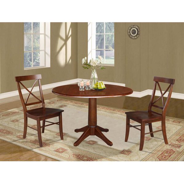 Espresso 30-Inch High Round Top Pedestal Table with Chairs, image 3