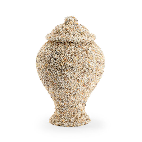 Cream Shell Covered Urn, image 1