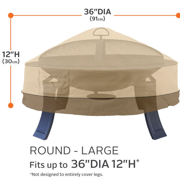 Ash Beige and Brown Round Fire Pit Cover, image 4