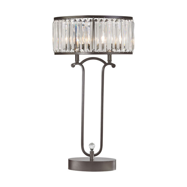 Rudolfo Bronze and Clear Two-Light Table Lamp, image 1