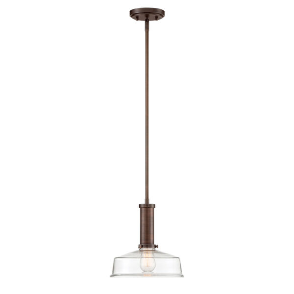 Carson Satin Copper Bronze One-Light Pendant with Clear Glass, image 1