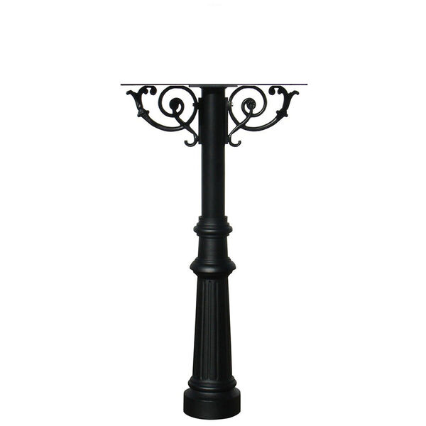 Hanford Black Post For Triple Post Mount Mailbox with Decorative Fluted Base, image 1