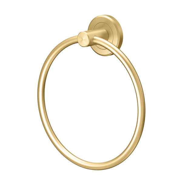 Latitude II Brushed Brass Towel Ring, image 1