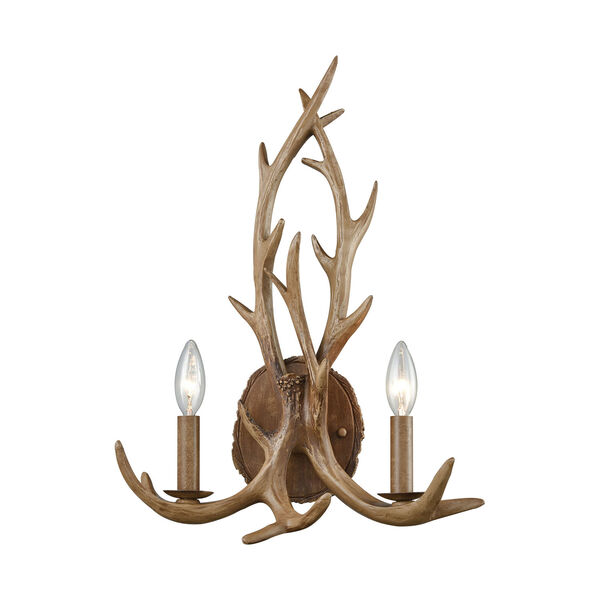 Elk Wood Brown Two-Light Wall Sconce, image 1