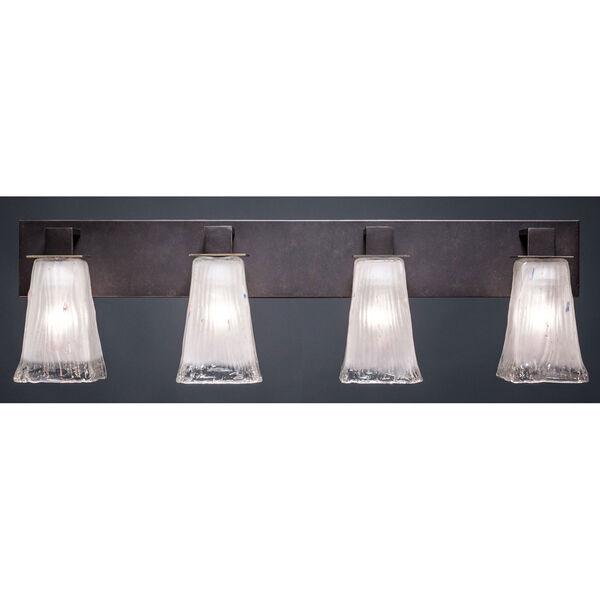 Apollo Dark Granite 5-Inch Four Light Bathroom Wall Lighting with Square Frosted Crystal Glass, image 1