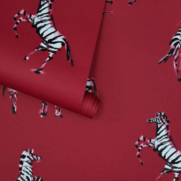 Novogratz Red Zebras in Love Love Peel and Stick Wallpaper, image 5