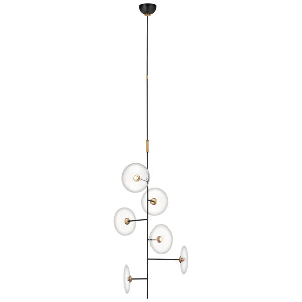 Calvino Small Entry Chandelier in Aged Iron and Hand-Rubbed Antique Brass with Clear Glass by Ian K. Fowler, image 1
