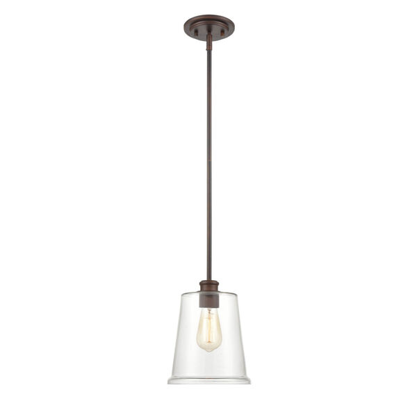 Forsyth Rubbed Bronze One-Light Mini-Pendant With Transparent Glass, image 1