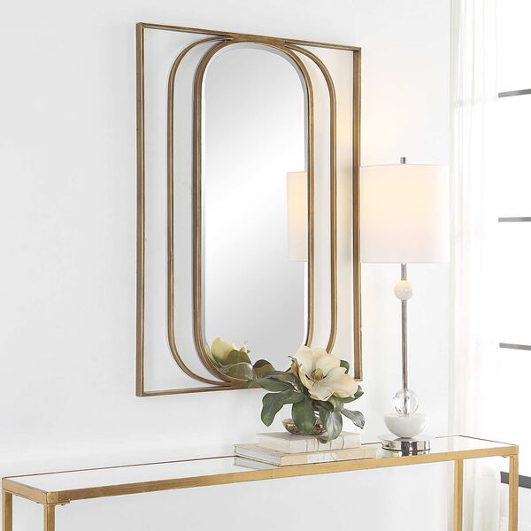Replicate Antique Gold Contemporary Oval Wall Mirror, image 4