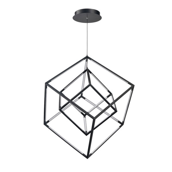 Cube Squared Matte Black LED Pendant, image 2