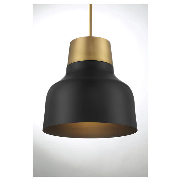 Chelsea Matte Black and Natural Brass 17-Inch One-Light Pendant, image 5