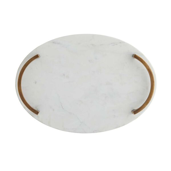 Collie White Marble Vintage Brass Tray, image 2