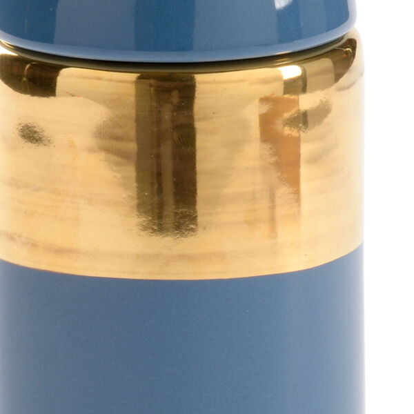 Claire Bell French Blue Glaze and Metallic Gold Banded Jar, image 2