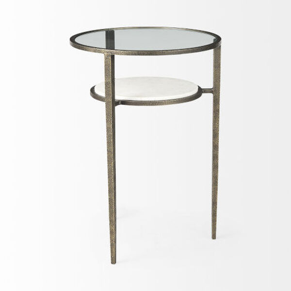 Felicity White and Antique Gold Accent Table, image 3