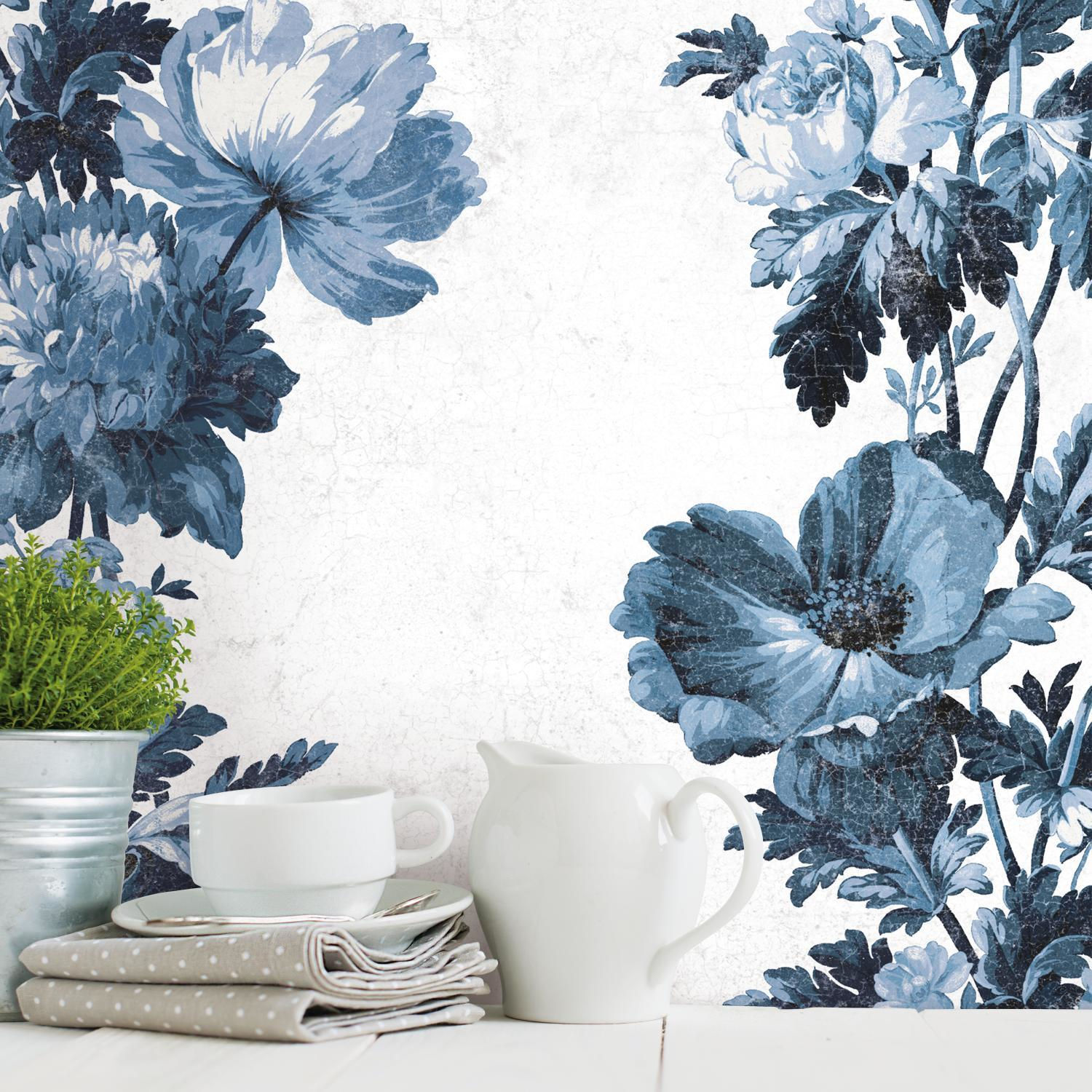 Galerie Kitchen Style 3 Petite Leaf Sprigs Wallpaper - CK36601 - Blue /  White
