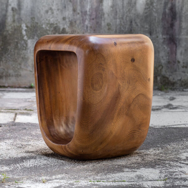 Loophole Brown Wooden Accent Stool, image 7