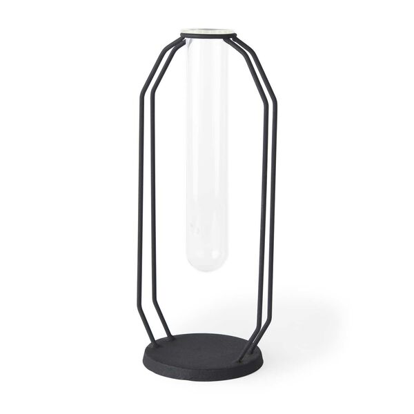 Aria Black 11-Inch Metal and Glass Test Tube Vase, image 1