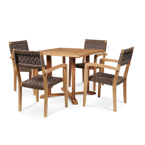 Herning Brown Square Teak Table Outdoor Dining Set, 5-Piece, image 1