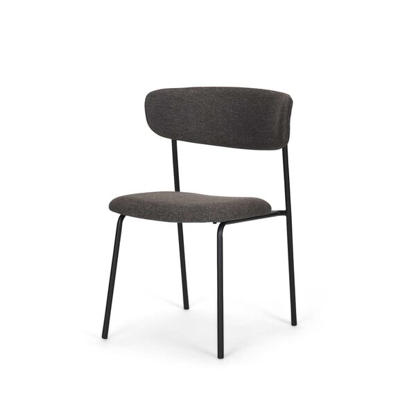 Corey Gray Fabric and Matte Black Metal Dining Chair, image 1