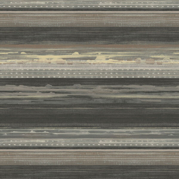 Boho Rhapsody Brushed Ebony, Walnut and Gray Horizon Brushed Stripe Unpasted Wallpaper, image 2