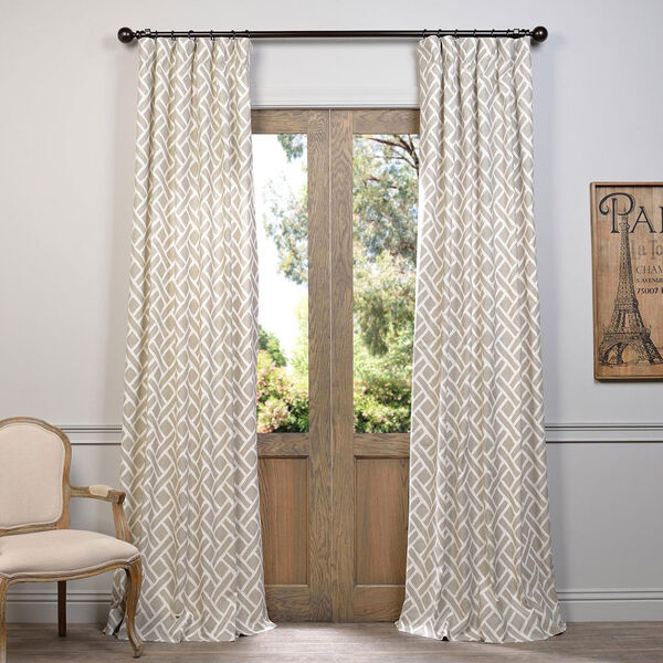 Martinique Taupe Printed Cotton Single Panel Curtain 50 x 120, image 1