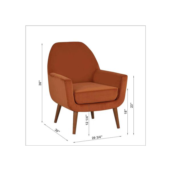 Accera Burnt Orange Velvet Arm Chair, image 3