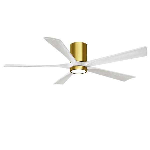 Irene-5HLK Brushed Brass 60-Inch Ceiling Fan with LED Light Kit and Matte White Blades, image 4