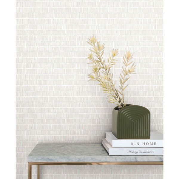 White and Cream 20.5 In. x 33 Ft. Horizontal Hash Marks Wallpaper, image 3